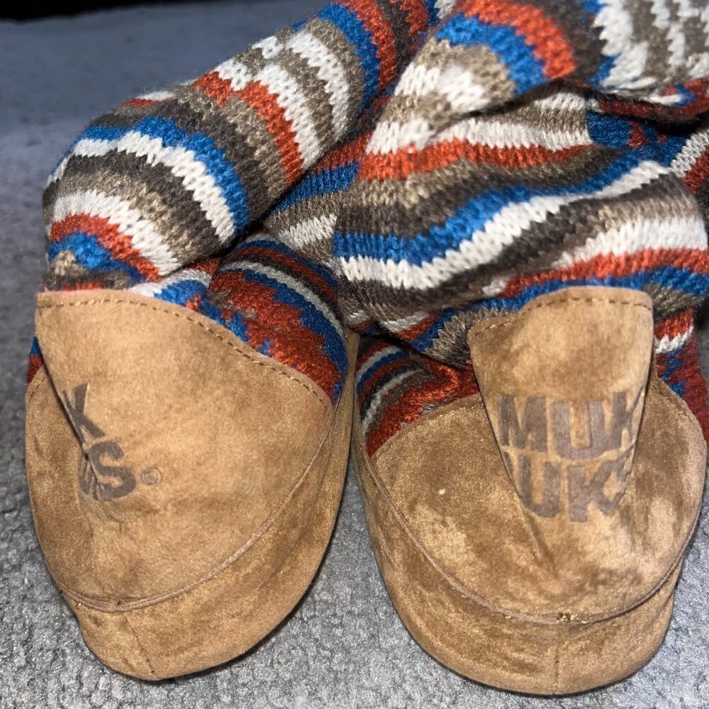 MUK LUKS Southwestern Style Knit Knee High Moccasins with Outdoor Soles NWOT - M - Picture 6 of 13